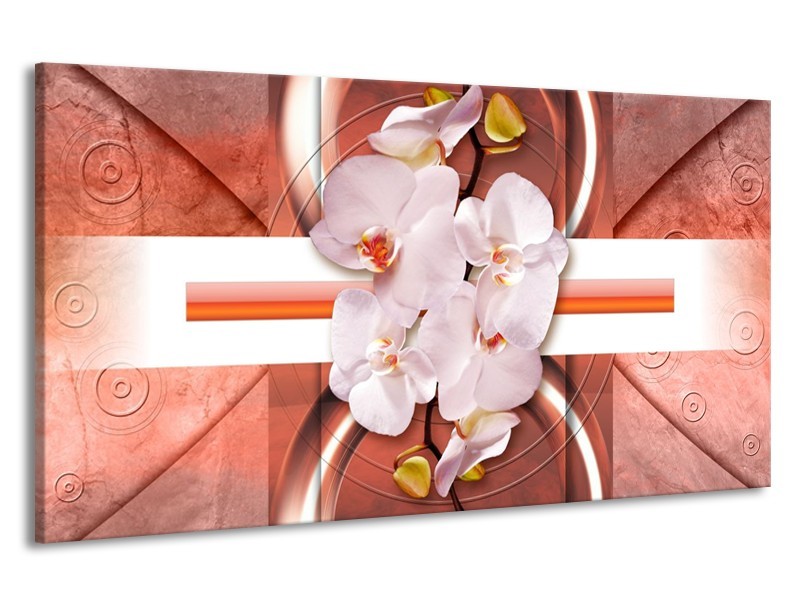 Canvas schilderij Orchidee | Wit, Rood | 190x100cm 1Luik