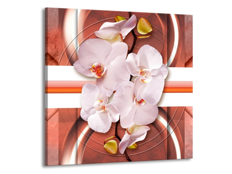 Canvas schilderij Orchidee | Wit, Rood | 50x50cm 1Luik