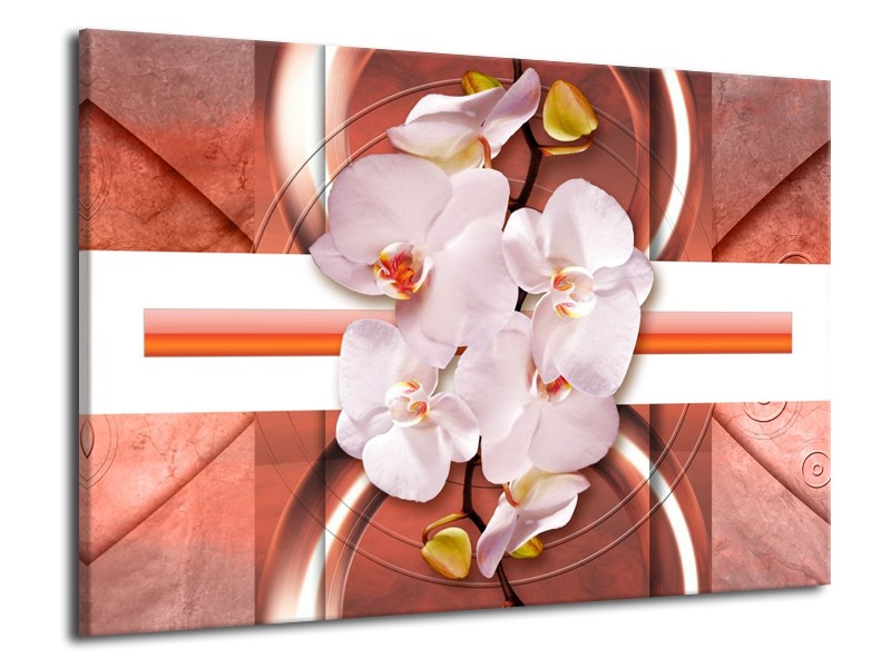 Canvas schilderij Orchidee | Wit, Rood | 70x50cm 1Luik