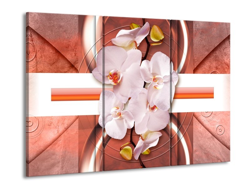 Glas schilderij Orchidee | Wit, Rood | 90x60cm 3Luik