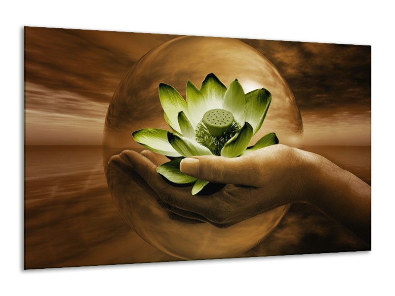 Glas schilderij Bloem | Groen, Bruin | 120x70cm 1Luik