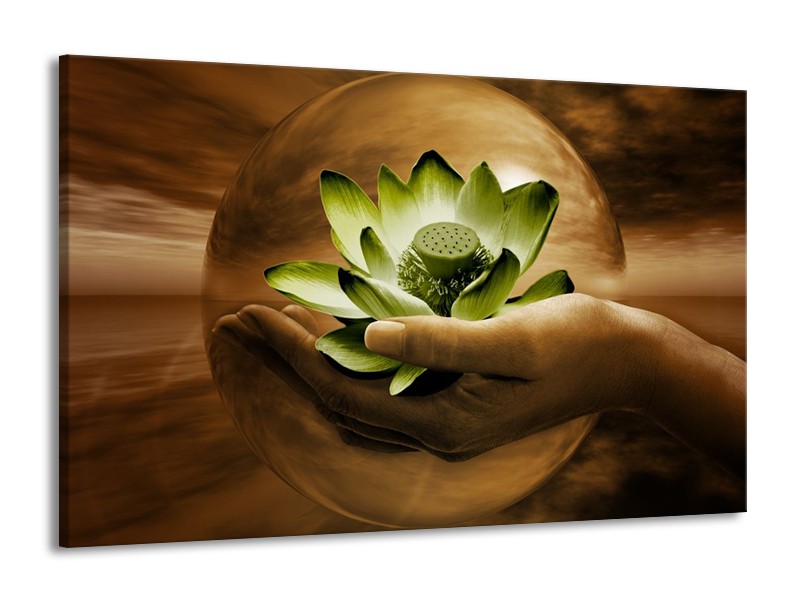 Glas schilderij Bloem | Groen, Bruin | 140x90cm 1Luik