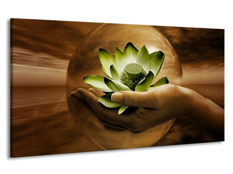 Canvas schilderij Bloem | Groen, Bruin | 190x100cm 1Luik