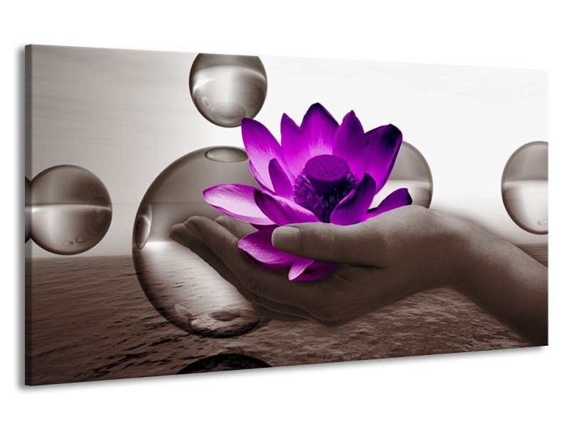 Canvas schilderij Bloem | Paars, Grijs | 190x100cm 1Luik