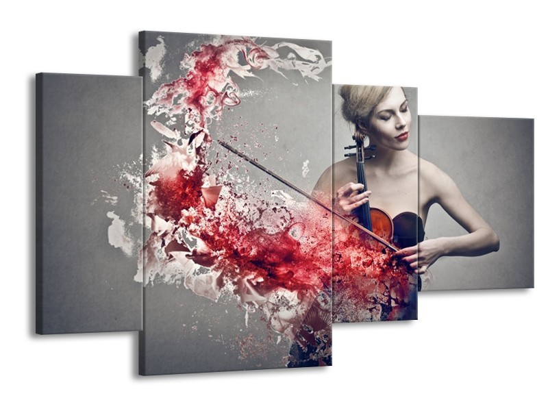 Canvas schilderij Muziek | Rood, Grijs | 120x75cm 4Luik