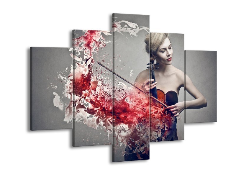 Canvas schilderij Muziek | Rood, Grijs | 150x105cm 5Luik