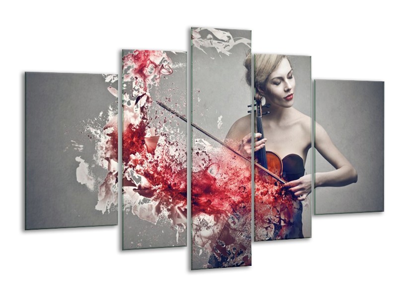 Canvas schilderij Muziek | Rood, Grijs | 170x100cm 5Luik
