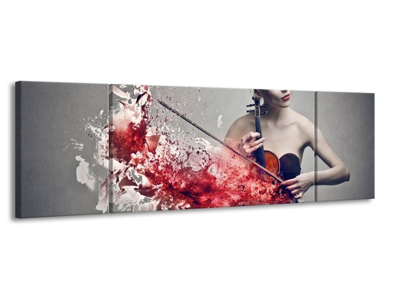 Canvas schilderij Muziek | Rood, Grijs | 170x50cm 3Luik