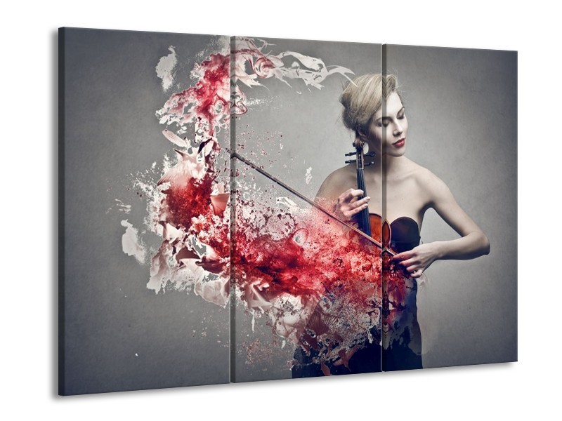 Canvas schilderij Muziek | Rood, Grijs | 90x60cm 3Luik