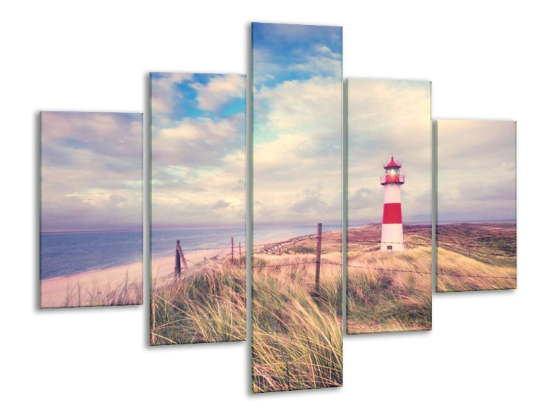 Canvas schilderij Strand | Blauw, Rood | 100x70cm 5Luik