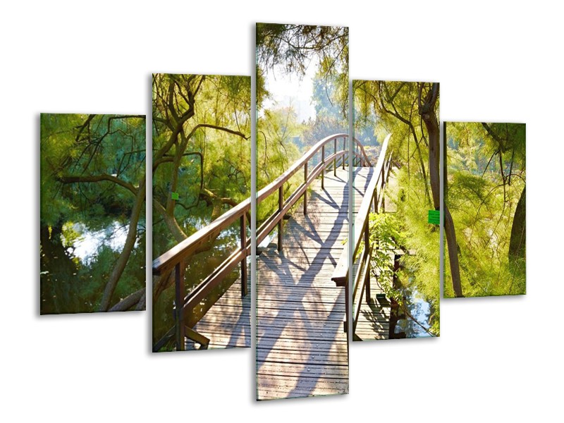 Canvas schilderij Brug | Groen | 100x70cm 5Luik