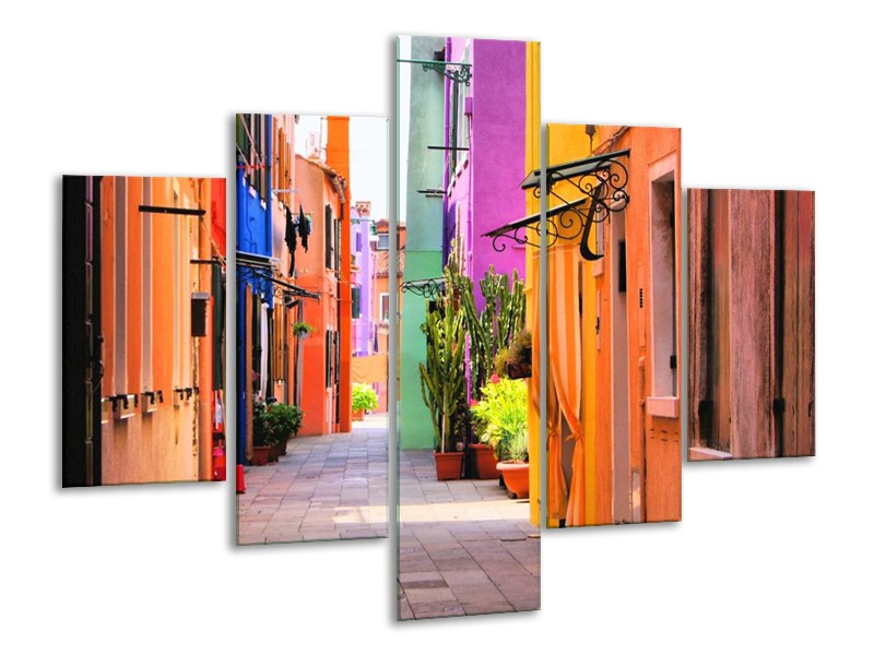 Glas schilderij Venetie | Oranje, Paars, Blauw | 100x70cm 5Luik