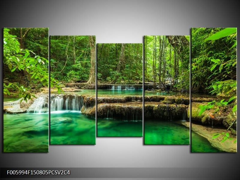 Klok schilderij Natuur | Groen | 150x80cm 5Luik