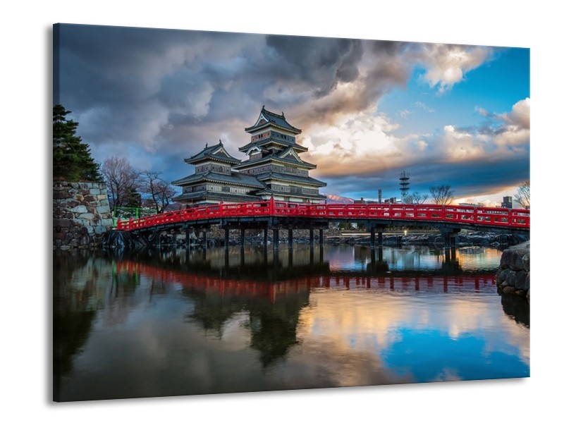 Glas schilderij Brug | Rood, Blauw, Grijs | 100x70cm 1Luik