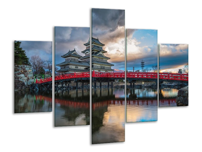 Glas schilderij Brug | Rood, Blauw, Grijs | 100x70cm 5Luik