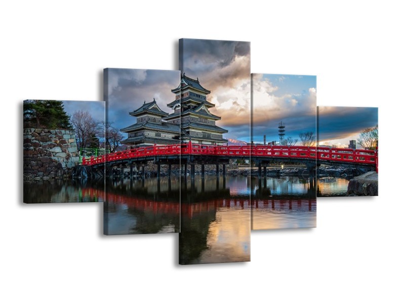 Glas schilderij Brug | Rood, Blauw, Grijs | 125x70cm 5Luik