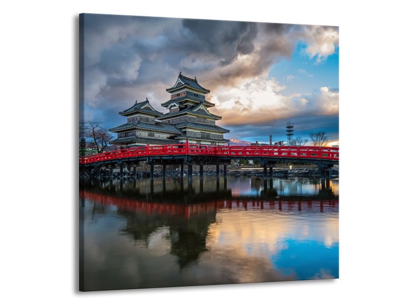 Canvas schilderij Brug | Rood, Blauw, Grijs | 70x70cm 1Luik