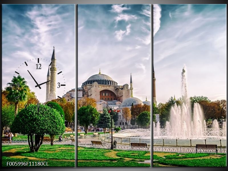 Klok schilderij Natuur | Groen, Grijs | 111x80cm 3Luik