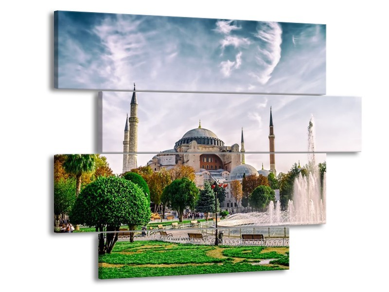 Glas schilderij Natuur | Groen, Grijs | 115x85cm 4Luik