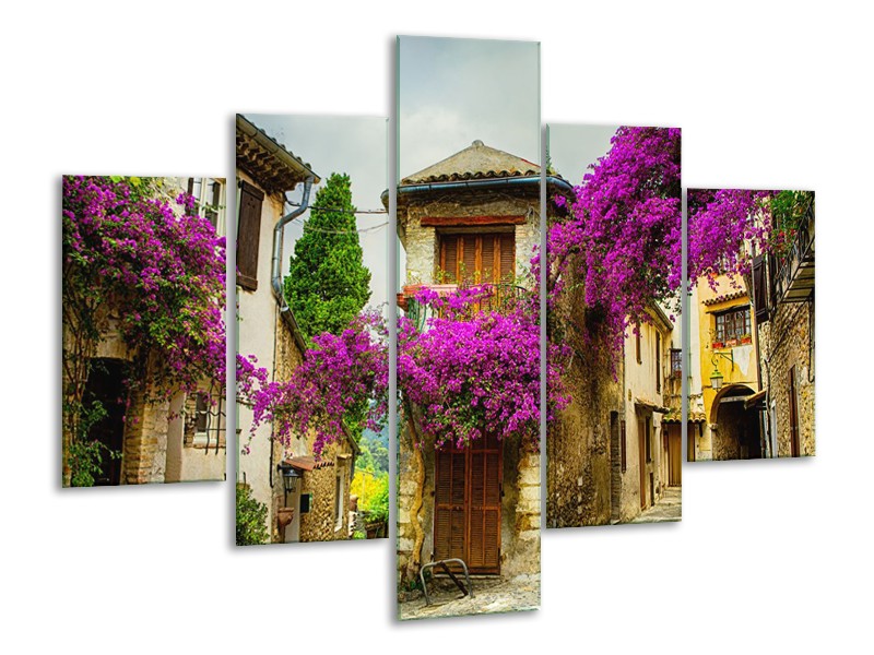 Glas schilderij Natuur | Paars, Crème | 100x70cm 5Luik