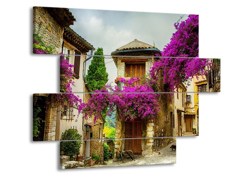 Glas schilderij Natuur | Paars, Crème | 115x85cm 4Luik