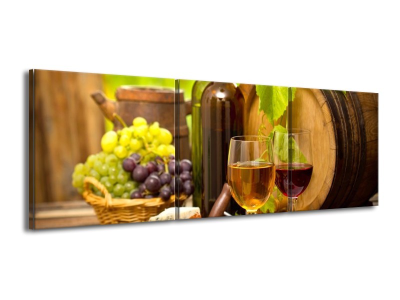 Canvas schilderij Wijn | Groen, Bruin | 150x50cm 3Luik