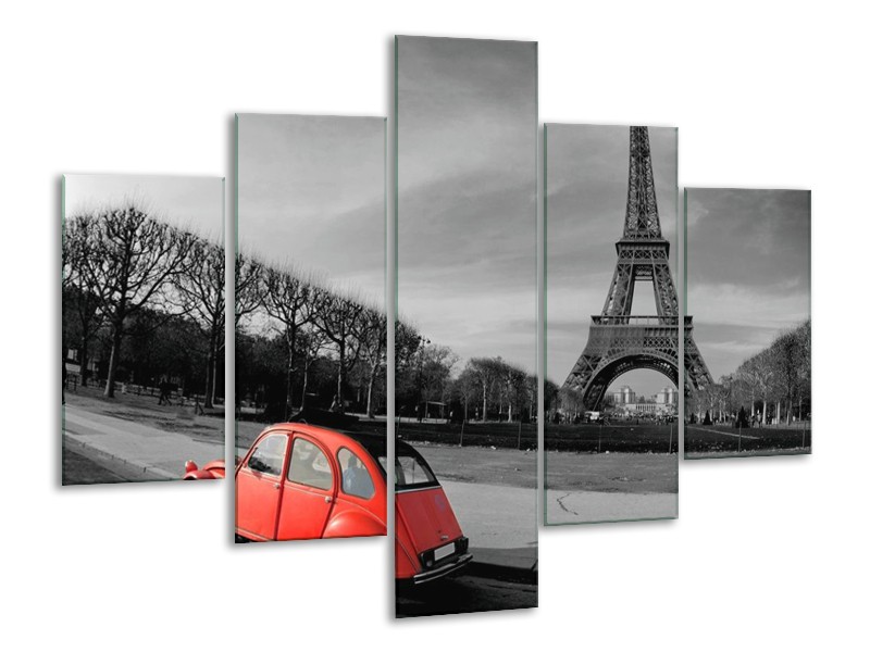 Glas schilderij Parijs | Grijs, Rood | 100x70cm 5Luik