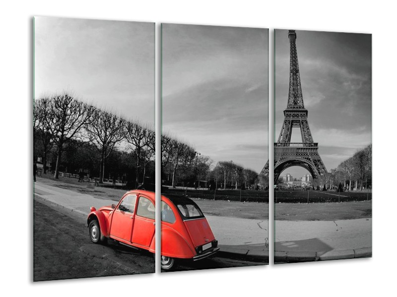 Glas schilderij Parijs | Grijs, Rood | 120x80cm 3Luik