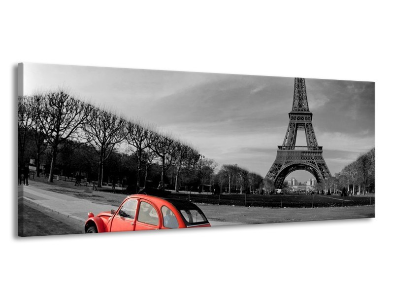 Glas schilderij Parijs | Grijs, Rood | 145x58cm 1Luik