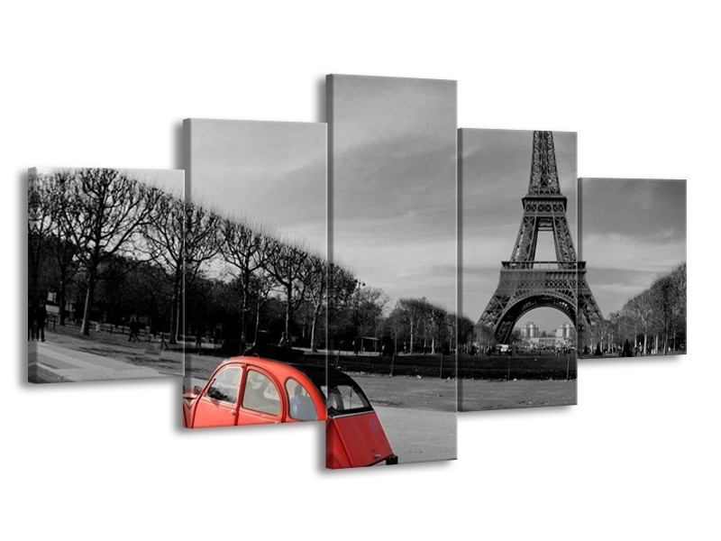 Glas schilderij Parijs | Grijs, Rood | 150x80cm 5Luik