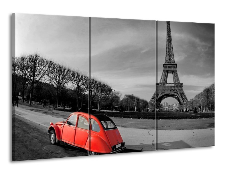 Glas schilderij Parijs | Grijs, Rood | 165x100cm 3Luik
