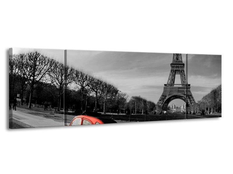 Glas schilderij Parijs | Grijs, Rood | 170x50cm 3Luik