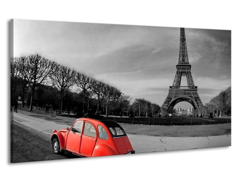 Canvas schilderij Parijs | Grijs, Rood | 190x100cm 1Luik
