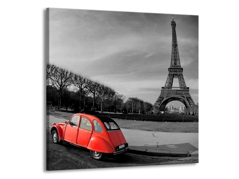 Canvas schilderij Parijs | Grijs, Rood | 70x70cm 1Luik