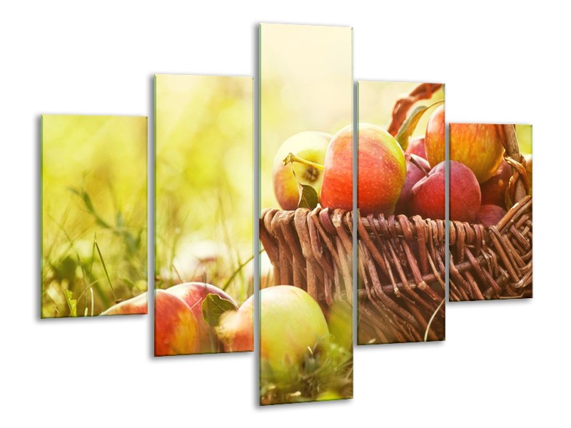 Canvas schilderij Appels | Groen, Rood, Bruin | 100x70cm 5Luik