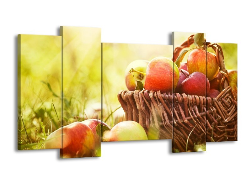 Glas schilderij Appels | Groen, Rood, Bruin | 120x65cm 5Luik