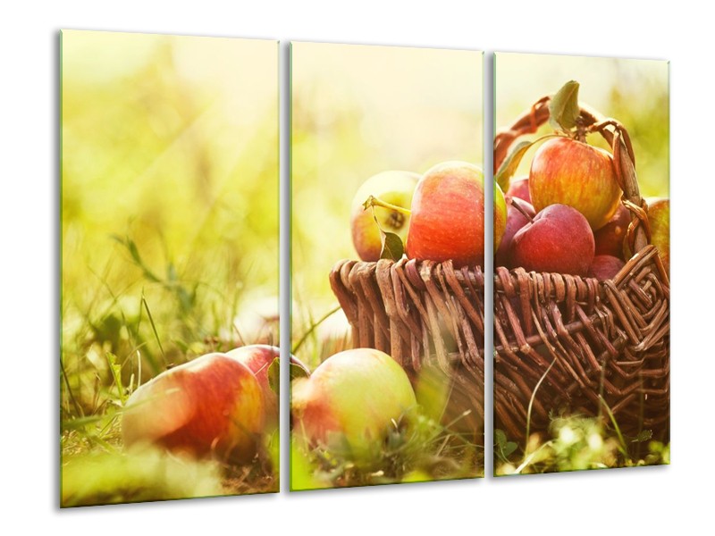 Canvas schilderij Appels | Groen, Rood, Bruin | 120x80cm 3Luik