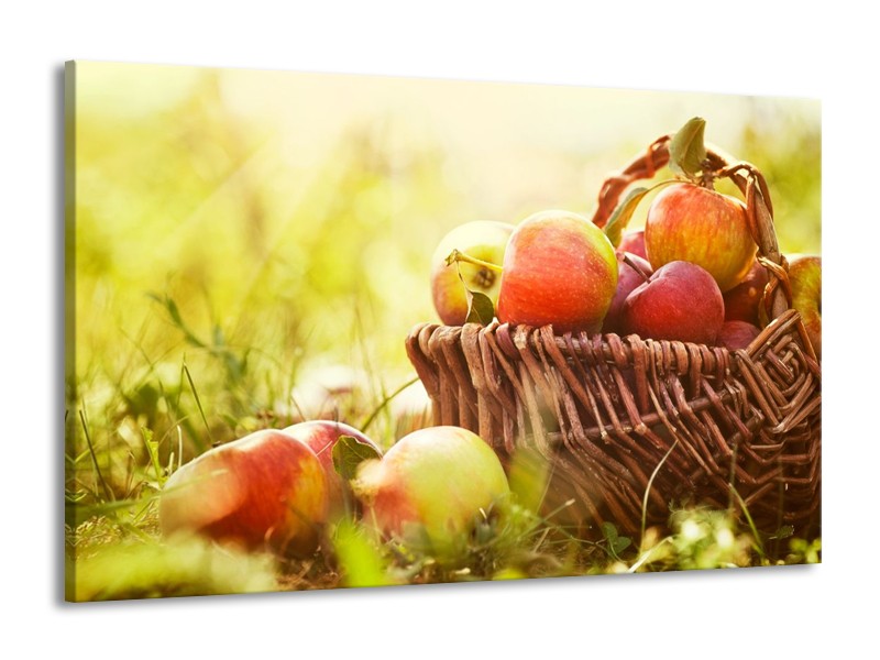 Canvas schilderij Appels | Groen, Rood, Bruin | 140x90cm 1Luik
