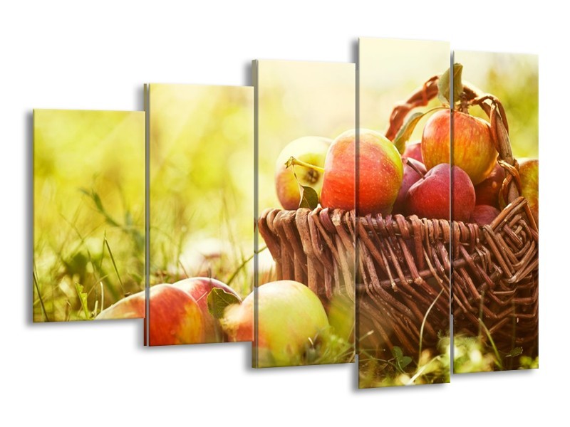 Canvas schilderij Appels | Groen, Rood, Bruin | 150x100cm 5Luik