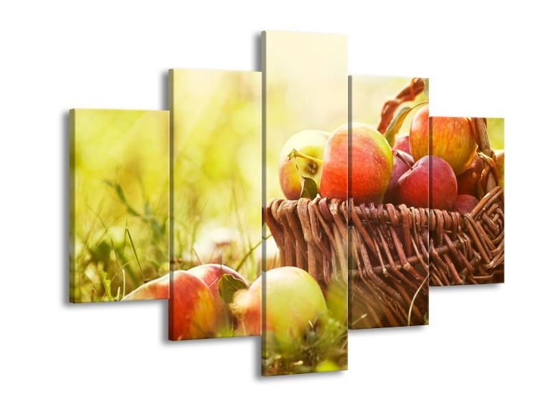 Canvas schilderij Appels | Groen, Rood, Bruin | 150x105cm 5Luik