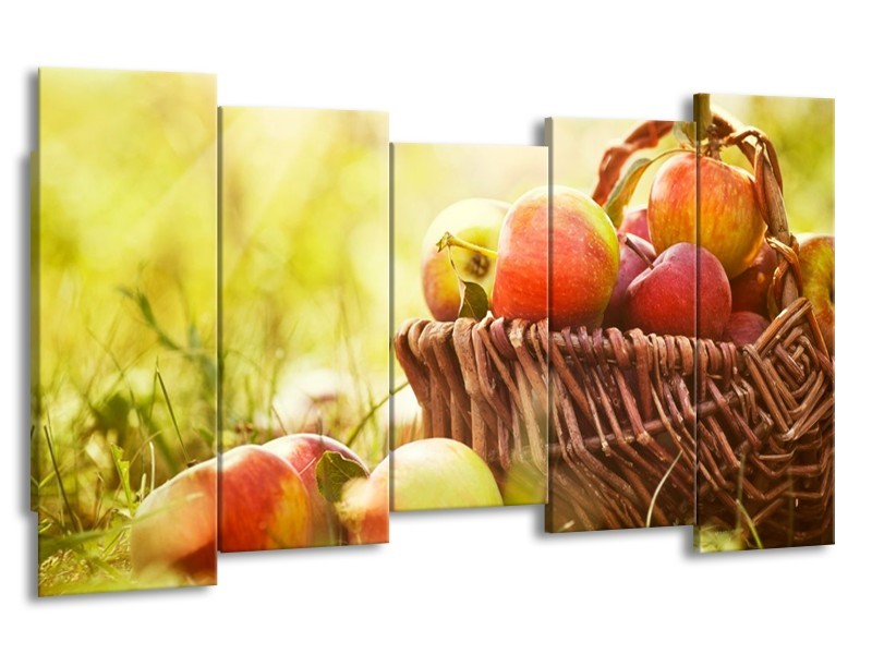 Canvas schilderij Appels | Groen, Rood, Bruin | 150x80cm 5Luik