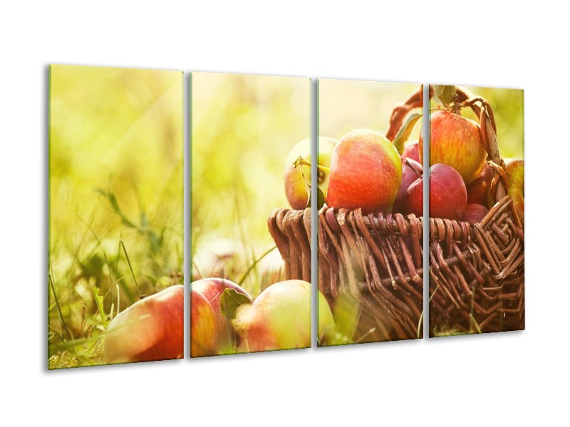 Canvas schilderij Appels | Groen, Rood, Bruin | 160x80cm 4Luik