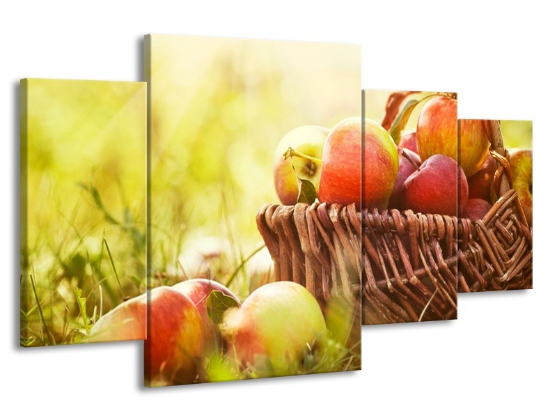 Canvas schilderij Appels | Groen, Rood, Bruin | 160x90cm 4Luik