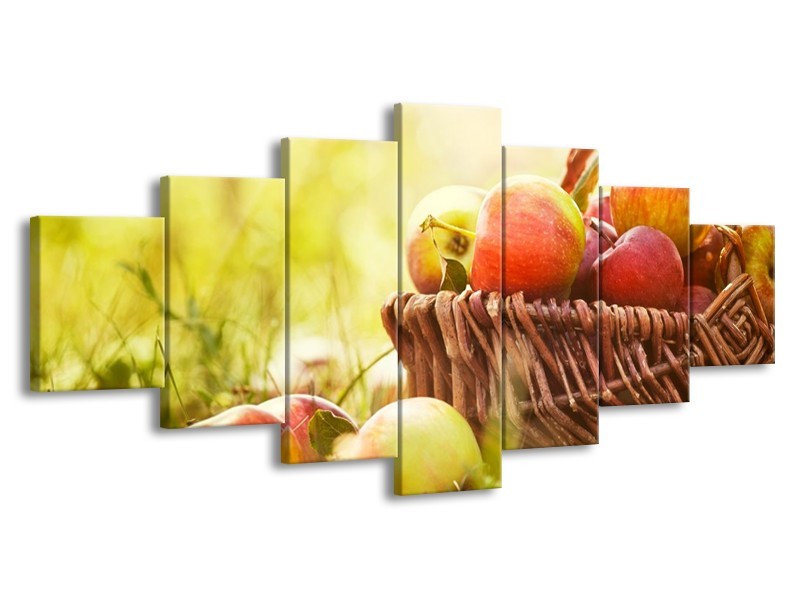 Canvas schilderij Appels | Groen, Rood, Bruin | 210x100cm 7Luik