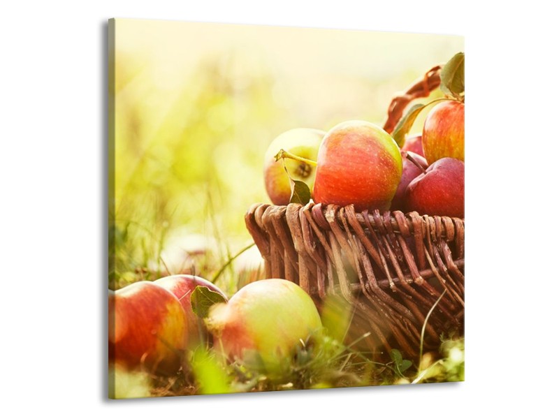 Canvas schilderij Appels | Groen, Rood, Bruin | 50x50cm 1Luik