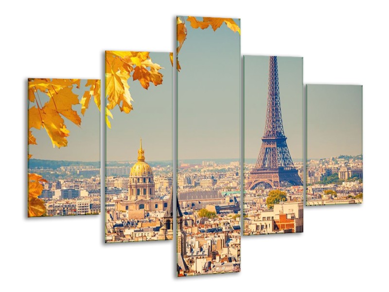 Glas schilderij Parijs | Oranje, Bruin | 100x70cm 5Luik