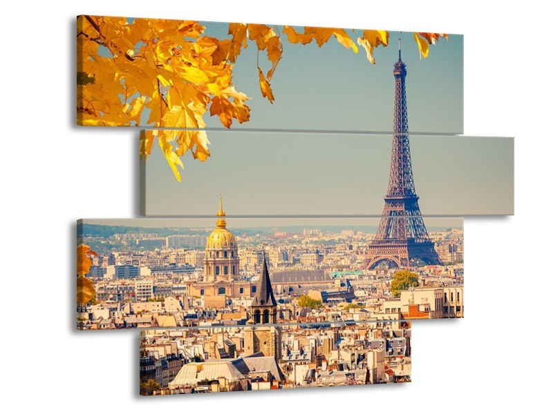Glas schilderij Parijs | Oranje, Bruin | 115x85cm 4Luik
