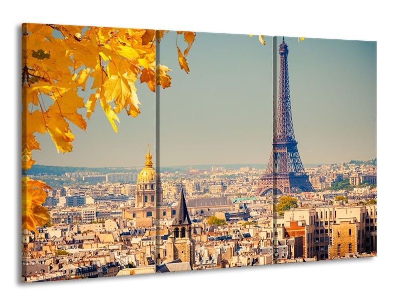 Glas schilderij Parijs | Oranje, Bruin | 165x100cm 3Luik