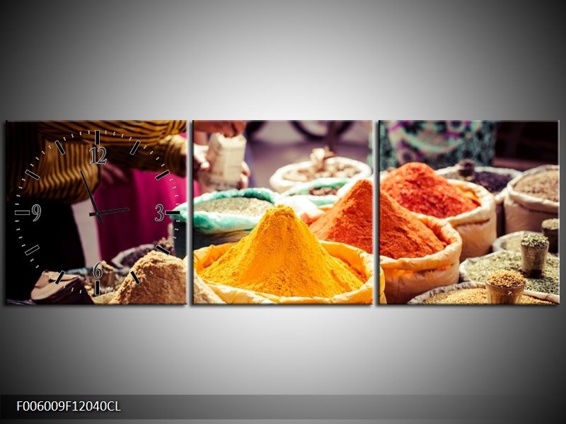 Klok schilderij Kruinden | Oranje, Bruin, Geel | 120x40cm 3Luik