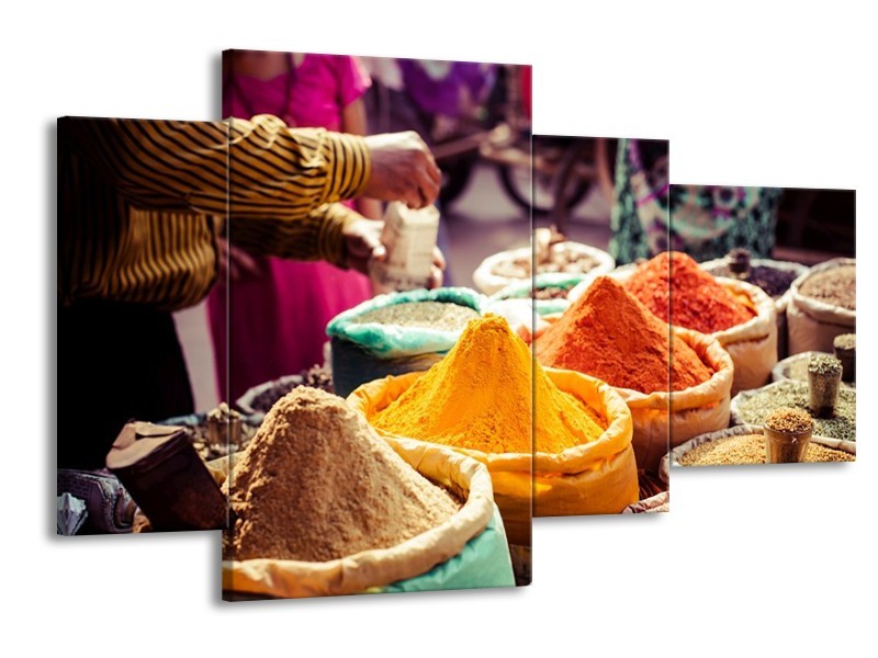 Glas schilderij Kruinden | Oranje, Bruin, Geel | 120x75cm 4Luik